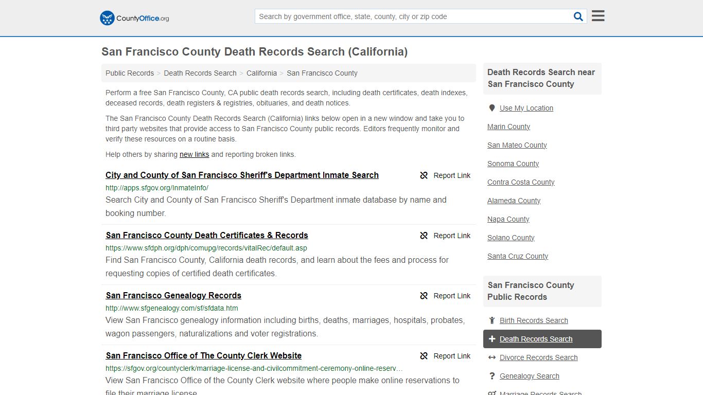 San Francisco County Death Records Search (California)